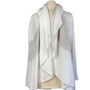 Soft Surroundings Open Waterfall Drape Cardigan Sweater Stripe Women's Sz Medium